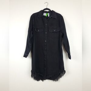 Adidas Women's Originals Kseniaschnaider Denim Fringe Shirt Dress Size M